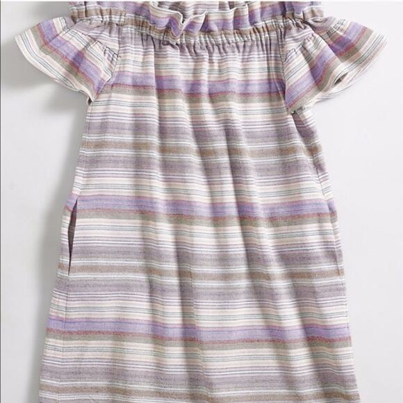 Corey Lynn Calter | Dion Yarn Dyed Off the Shoulder Stripe A-line Dress Pockets - Picture 2 of 12